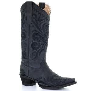 Circle G Womens Black Filigree Embroidered Snip Toe Boots Size 12 Cowboy Boot
